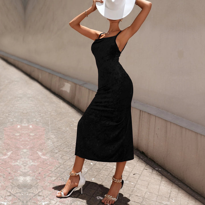 Black Strappy Side Slit Bodycon Dress