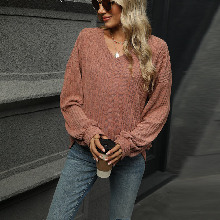 Mauve Bishop Sleeve Solid Relaxed Top