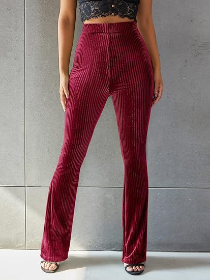 Burgundy Fitted And Flared Trouser