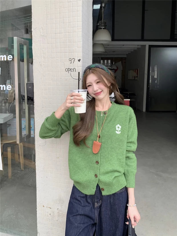 Olive Full Sleeve Front Buttoned Cardigan