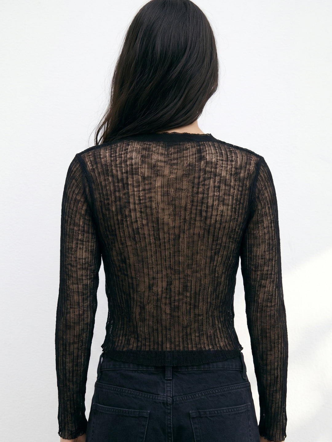 Black Front Open Shrug Styled Top