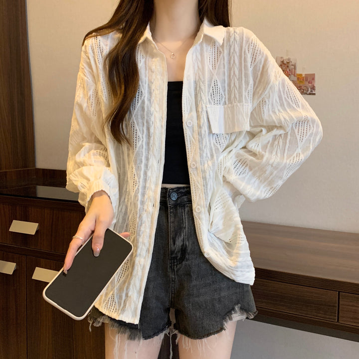 White Sheer Button Down Shirt
