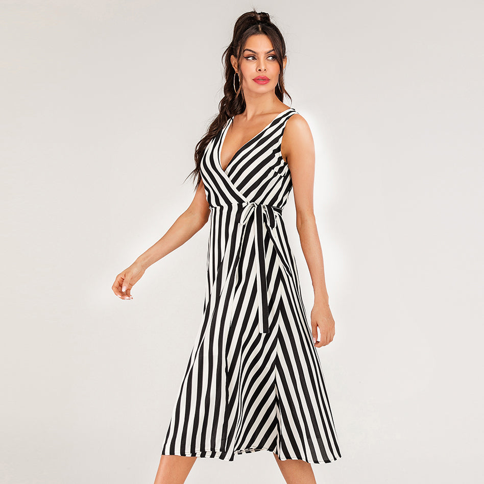 Black Sleeveless Wrap Dress