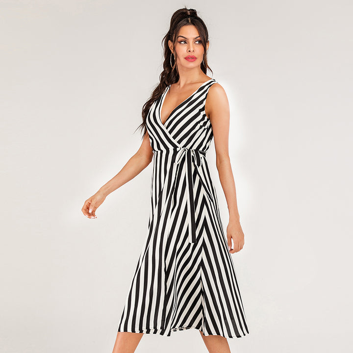 Black Sleeveless Wrap Dress