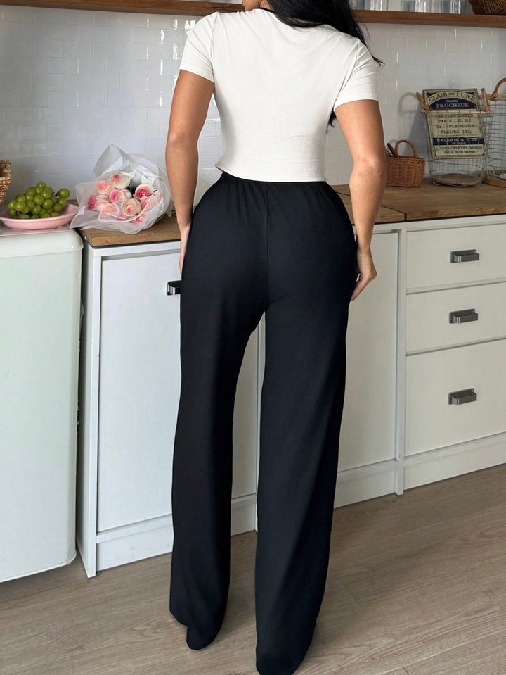 White Short Sleeve Fitted Top