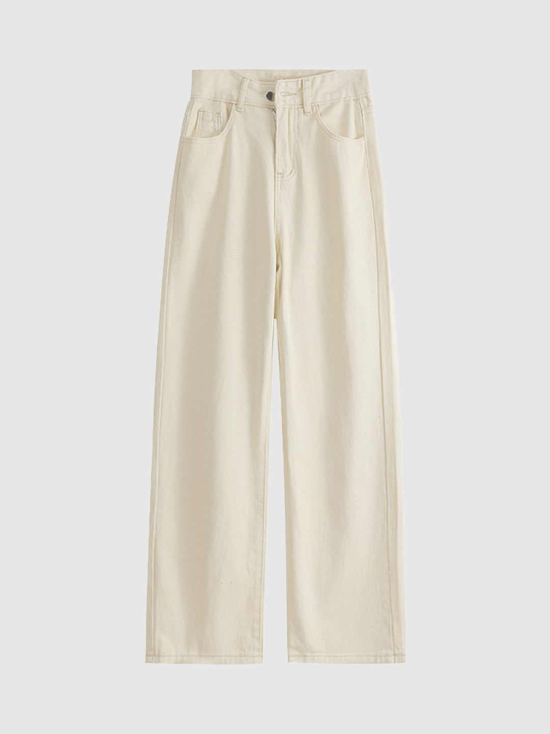 White Coloured Basic Wide Leg Jeans