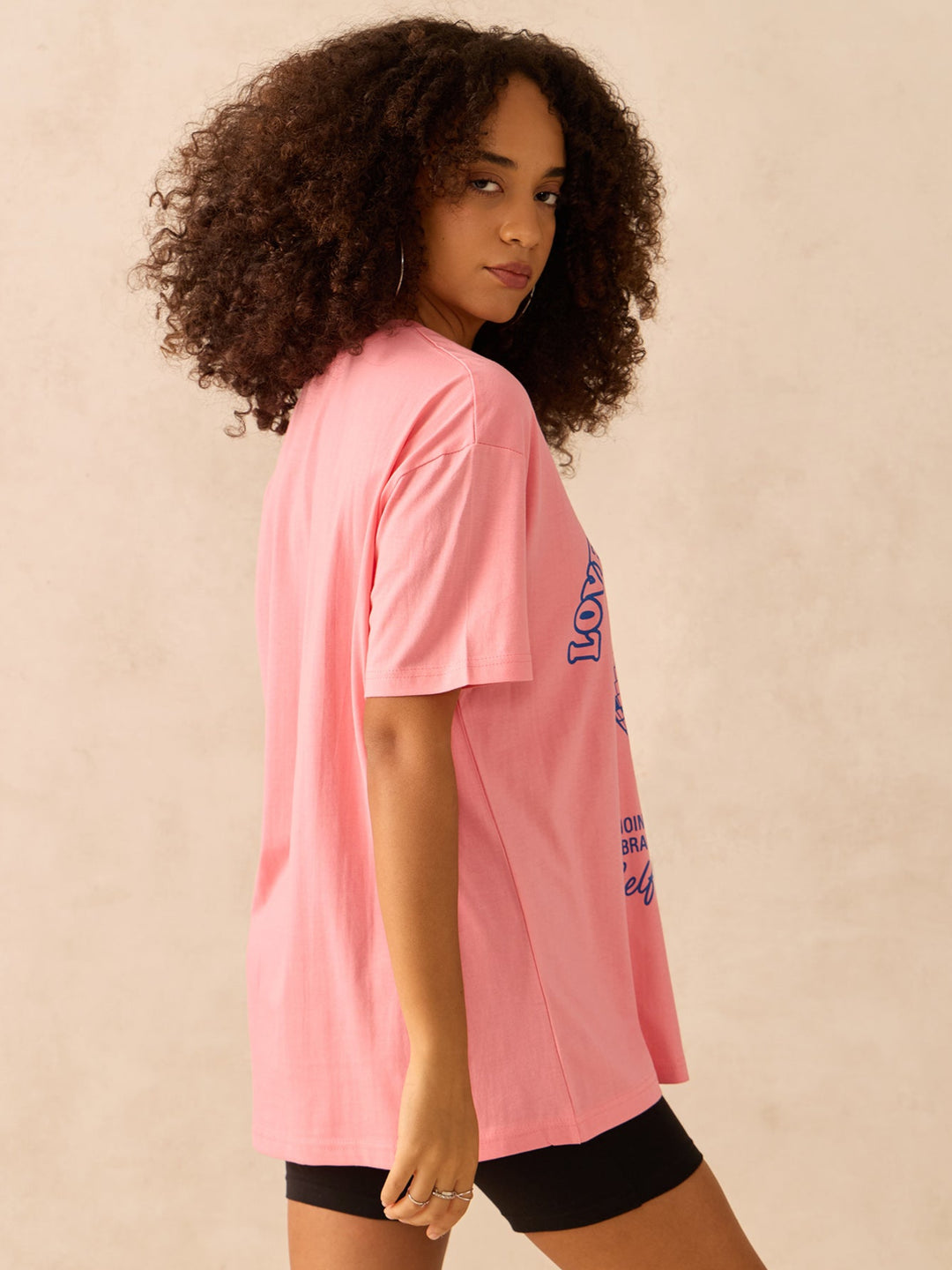 Pink Crew Neck Graphic Tshirt