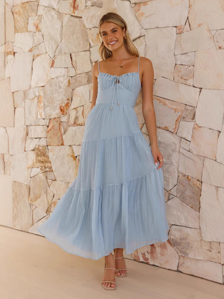 Blue Bustier Top Tiered Dress
