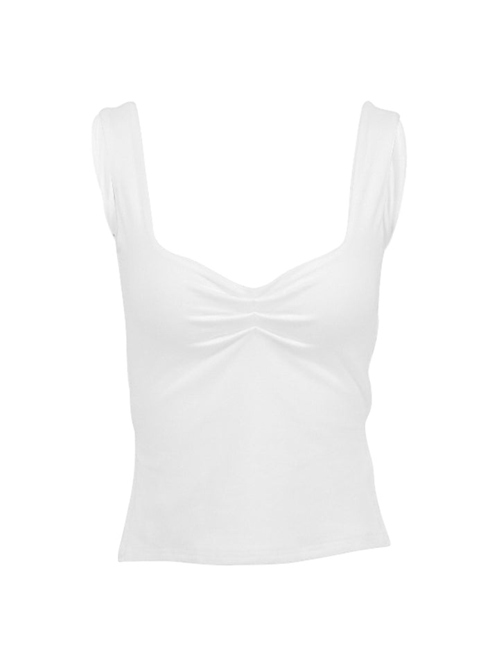 White Sweetheart Neckline Tank