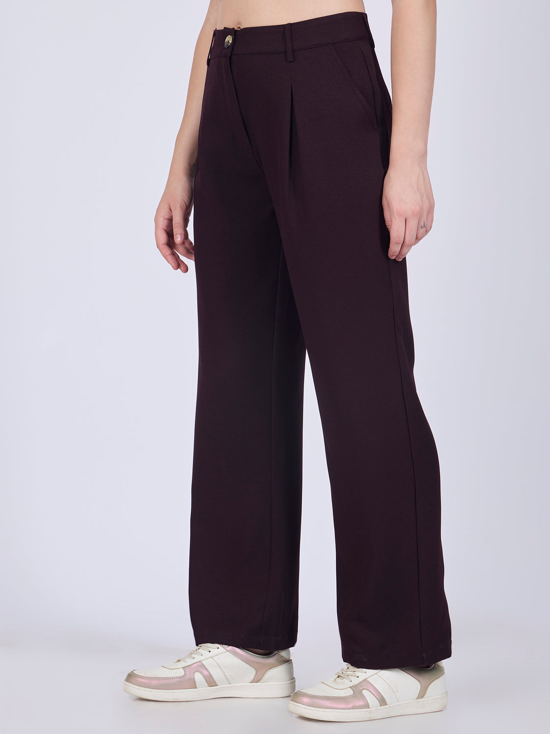 Purple Pleated Wide Leg Pants