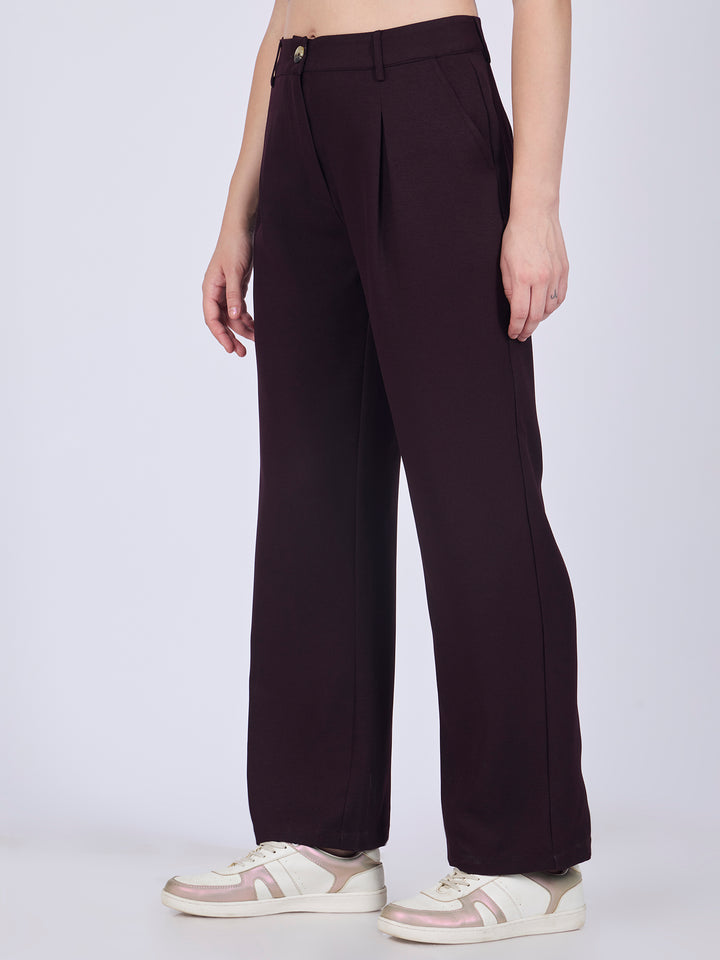 Purple Pleated Wide Leg Pants