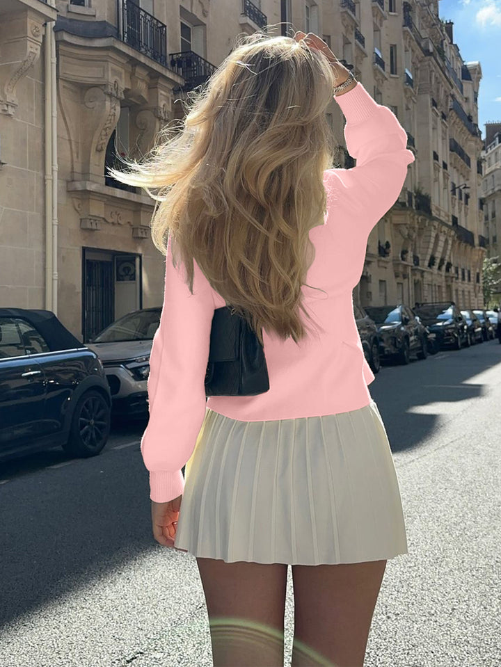 Pink Bell Sleeve Front Buttoned Cardigan