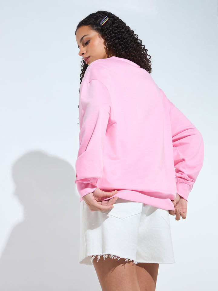 Pink Varsity Graphic Sweatshirt