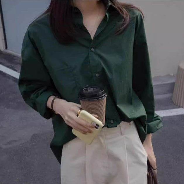 Green Oversized Poplin Shirt