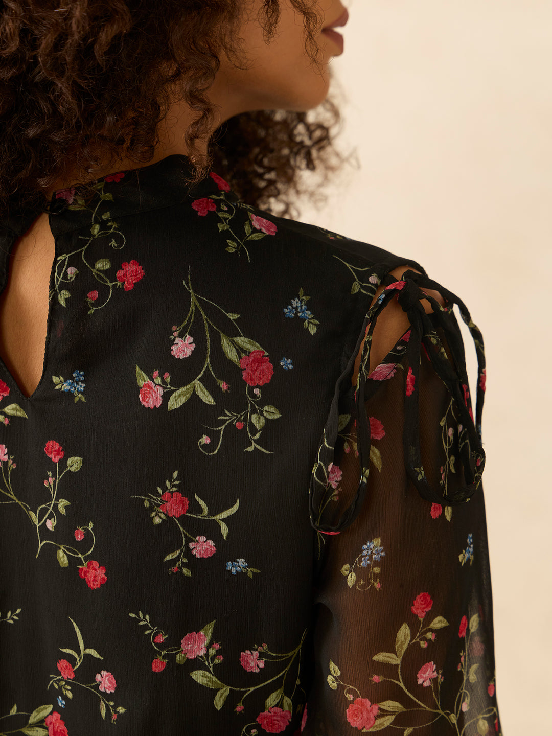 Black Floral Sheer Fit & Flare Mini Dress