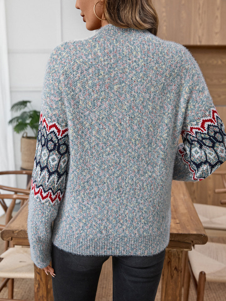 Blue Full Sleeves Printed Sweaters
