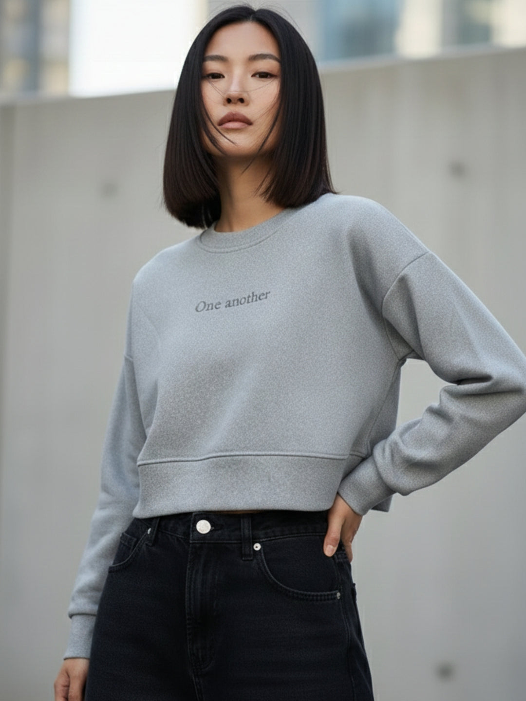 Grey Graphic Oversized Sweatshirt