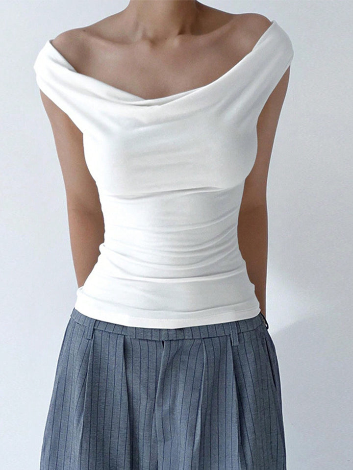 White Off-Shoulder Knitted Top