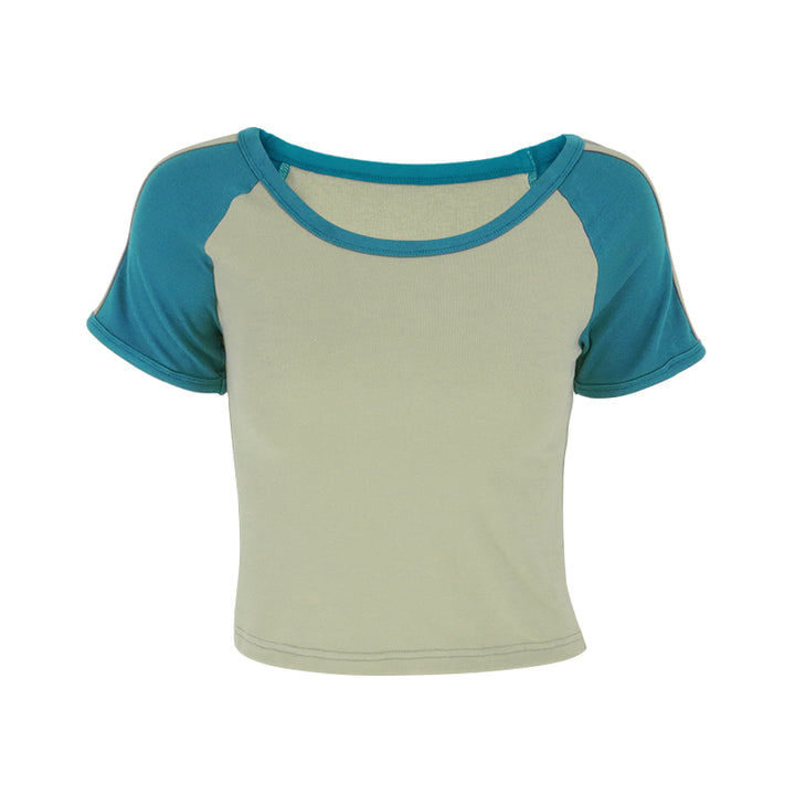 Grey Contrast Sleeve Fitted T-Shirt