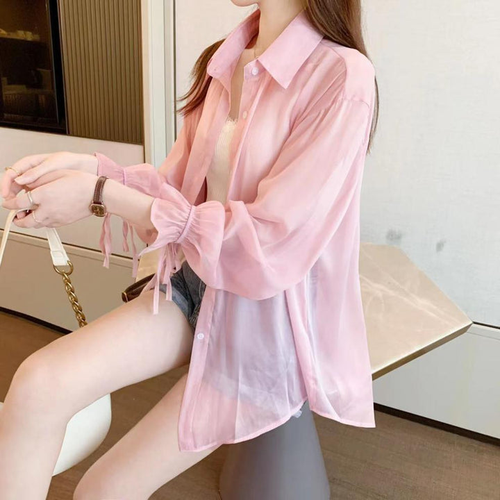 Pink Longline Sheer Shirt