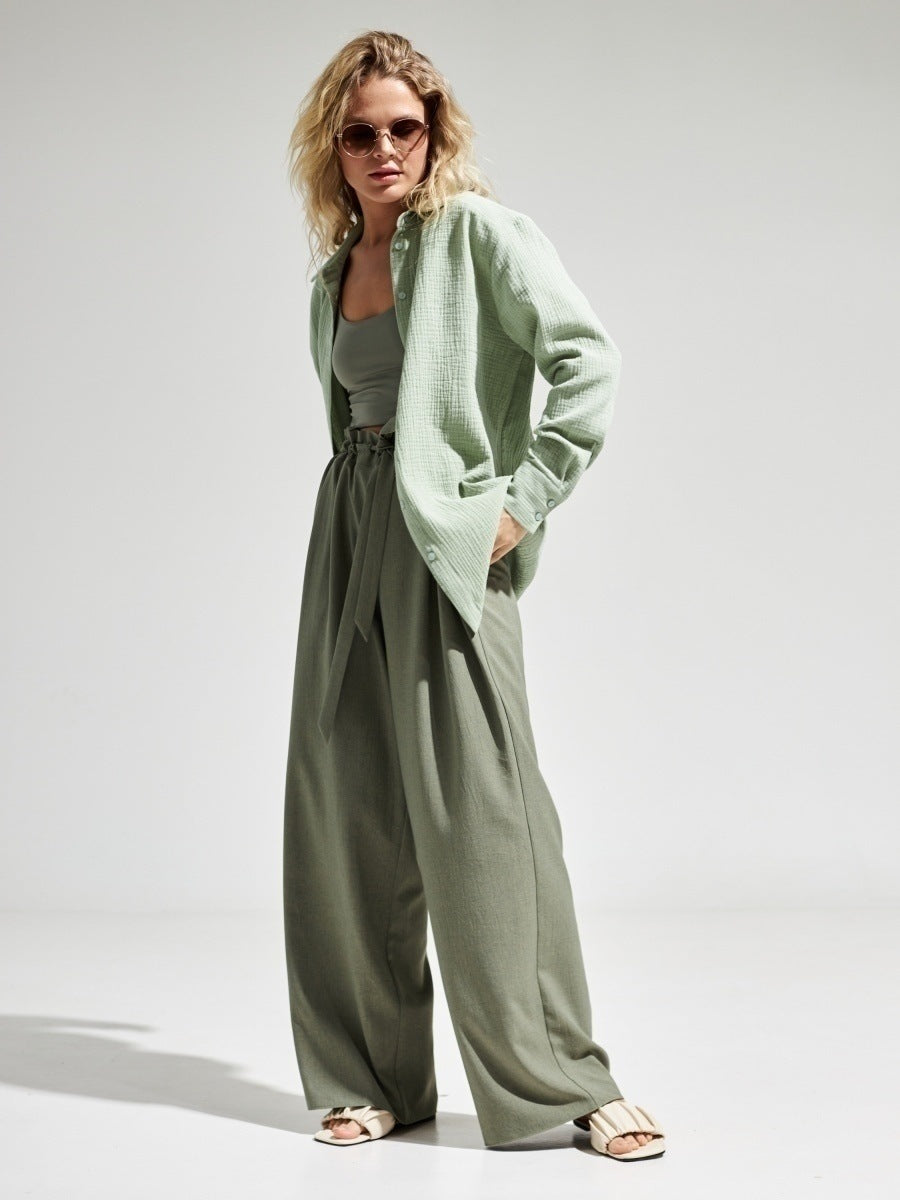 Aqua Full Sleeve Collarded Solid Shirt