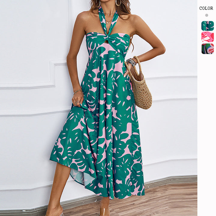 Green Twisted Knot Halter Dress