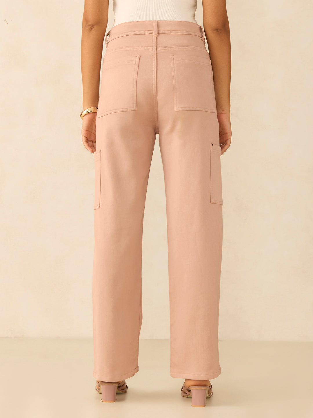 Pink Cargo Style Straight Fit Jeans