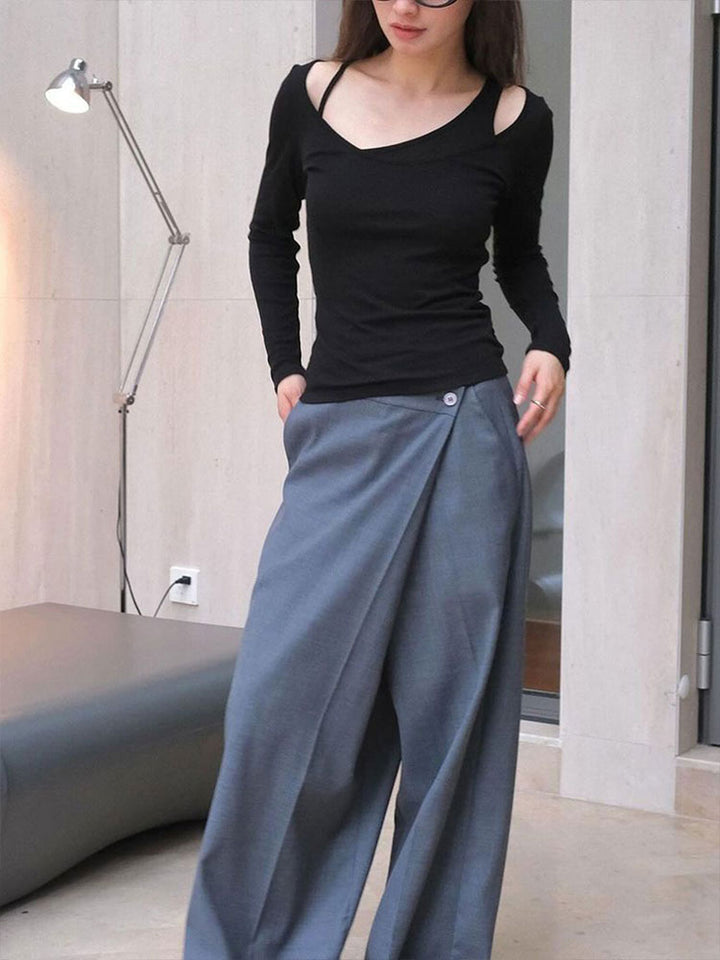 Black Asymmetric Full Sleeves