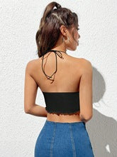 Black Halter Neck Front Ruched Top