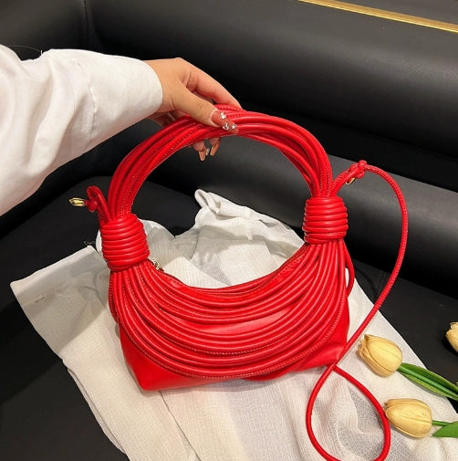Red Coiled Metallic Sculptural Clutch