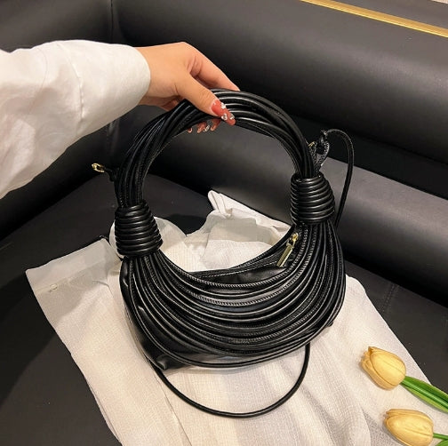 Black Coiled Metallic Sculptural Clutch