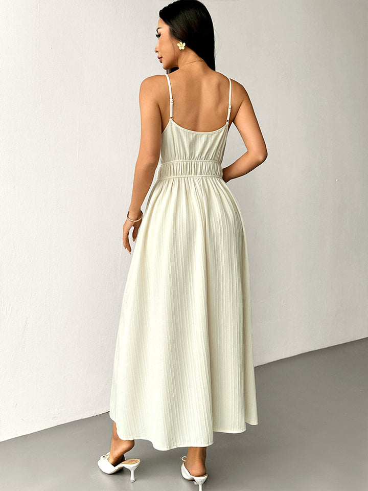 Cream Ruched Bust Maxi Dress