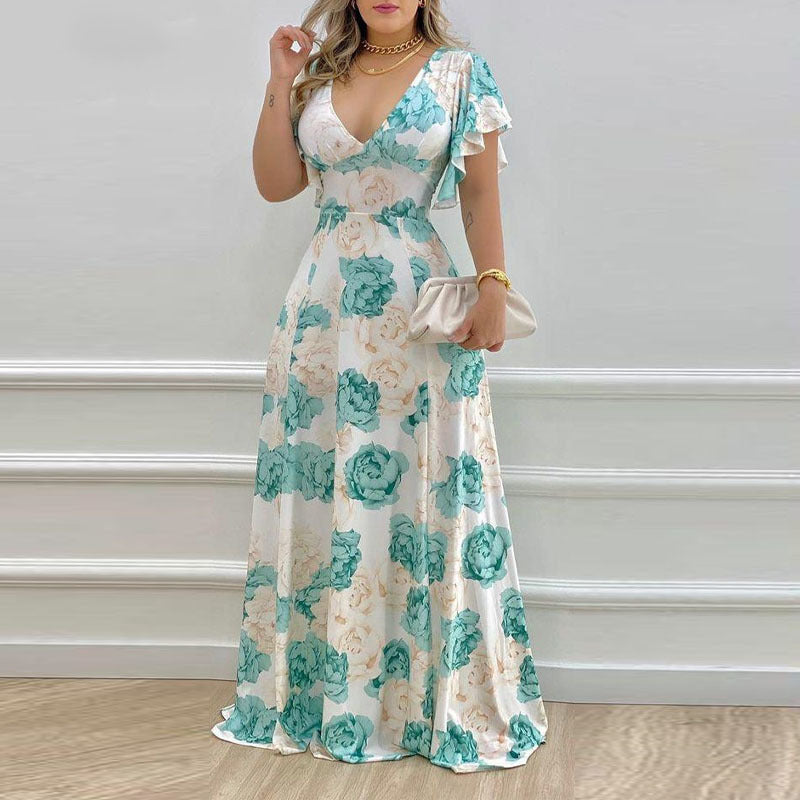 White Maxi Dress With Flared Sleeve