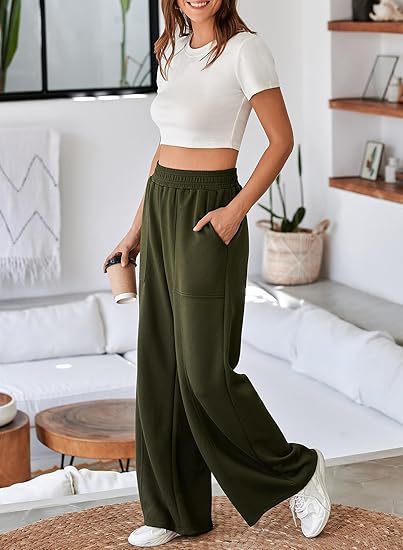 Green Elasticated Waist Band Straight Leg Trouser