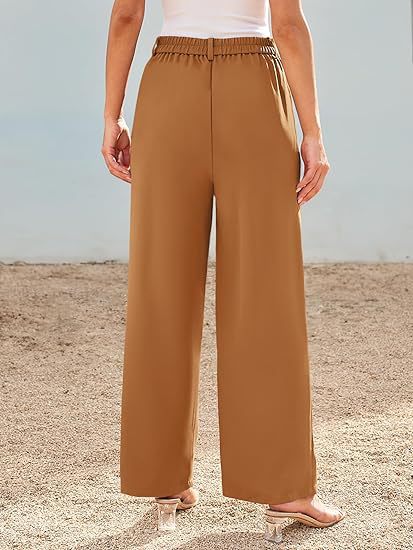Rust Wide Leg Pleated Pants
