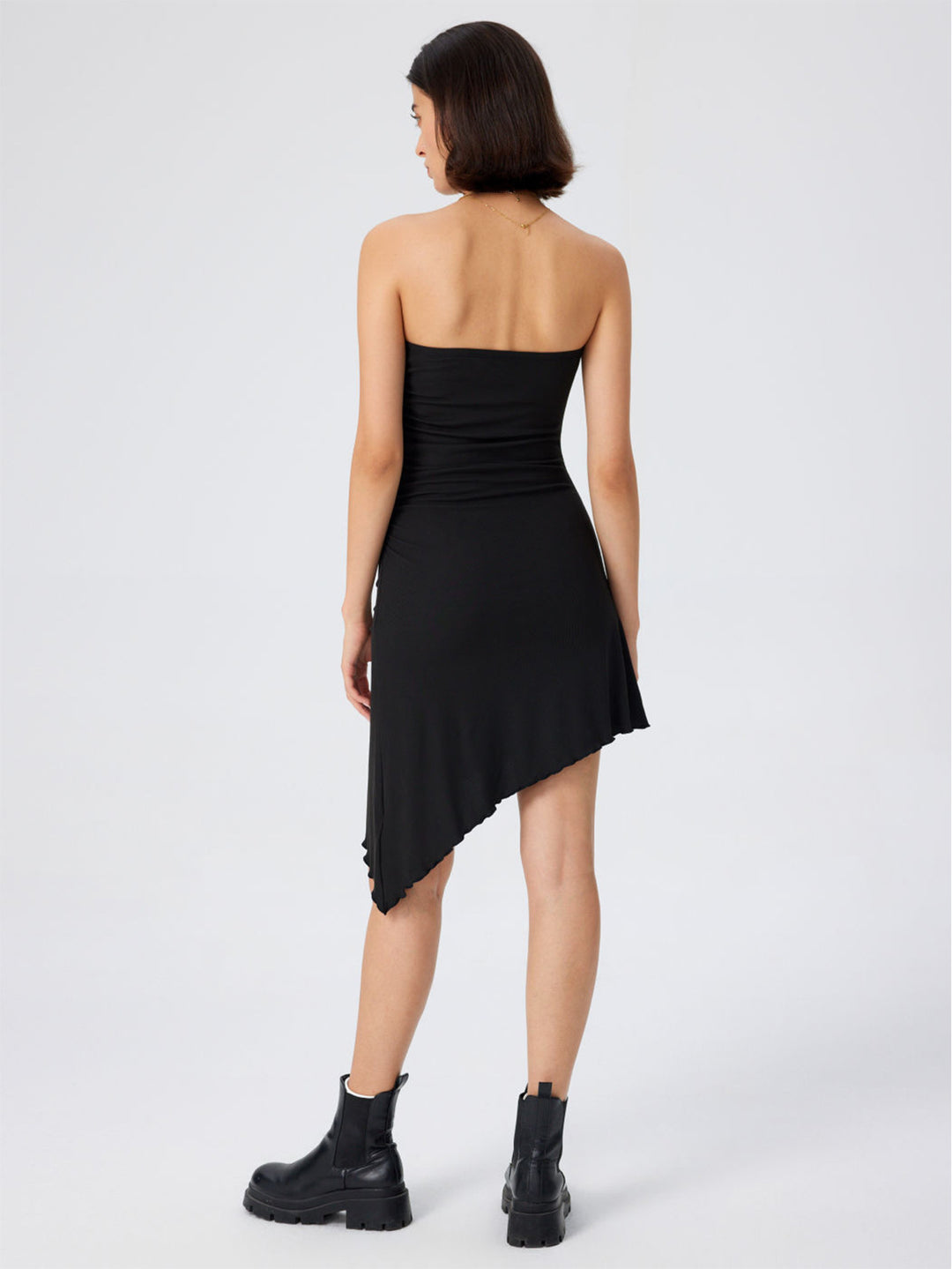 Black Tube Asymmetric Mini Dress