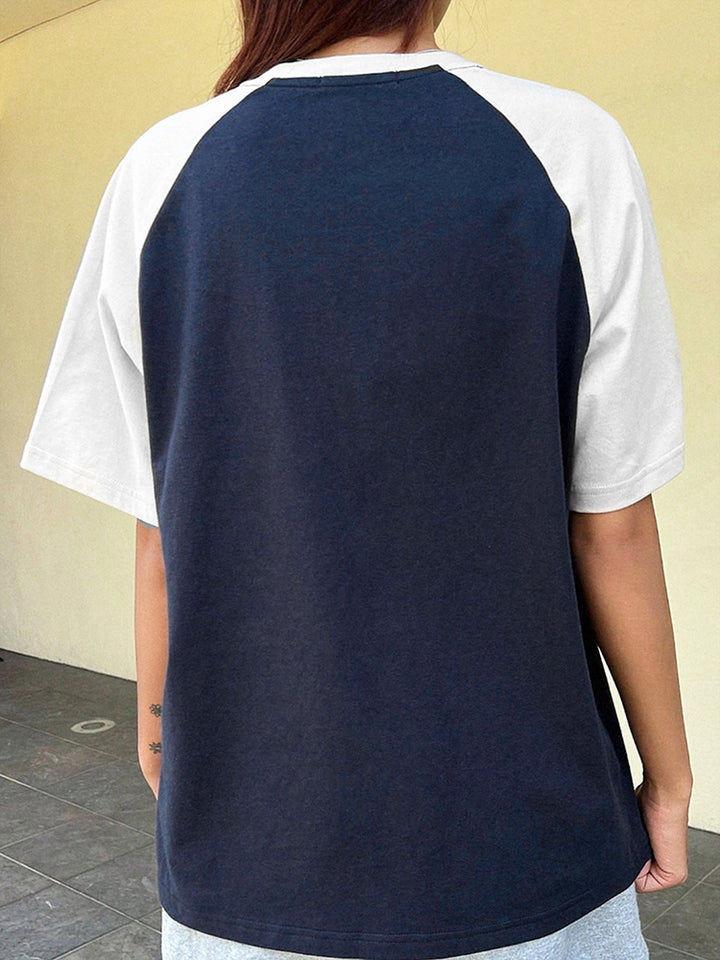 Blue Contrast Over Sized Tshirt
