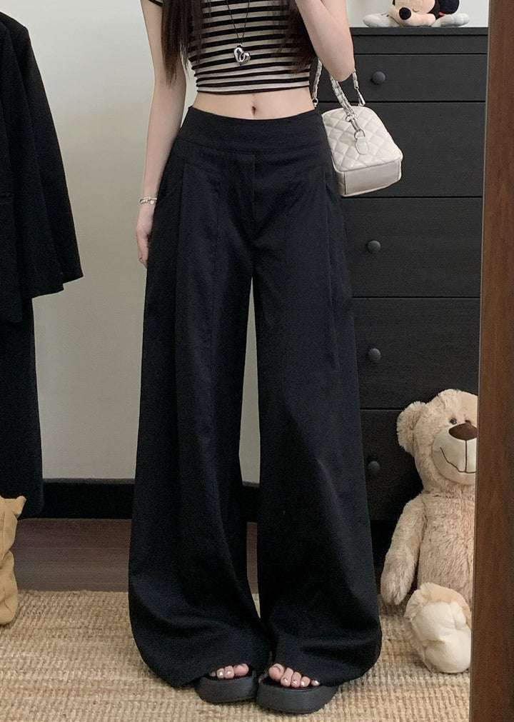 Black High Waist Pleated Baggy Pant