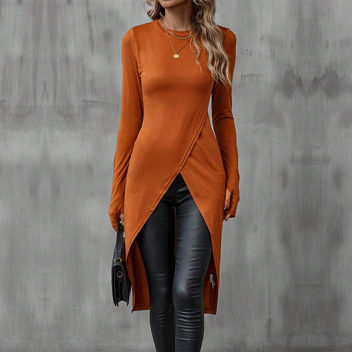 Rust Criss Cross Hem Longline Top