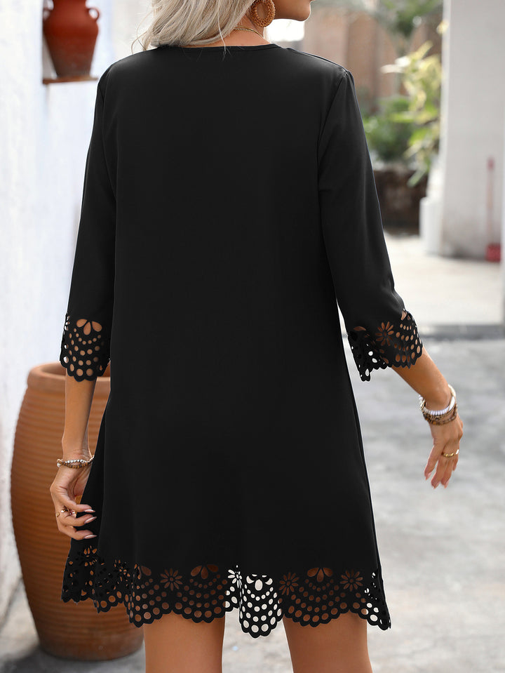 Black Scallop Neck Detailing Dress