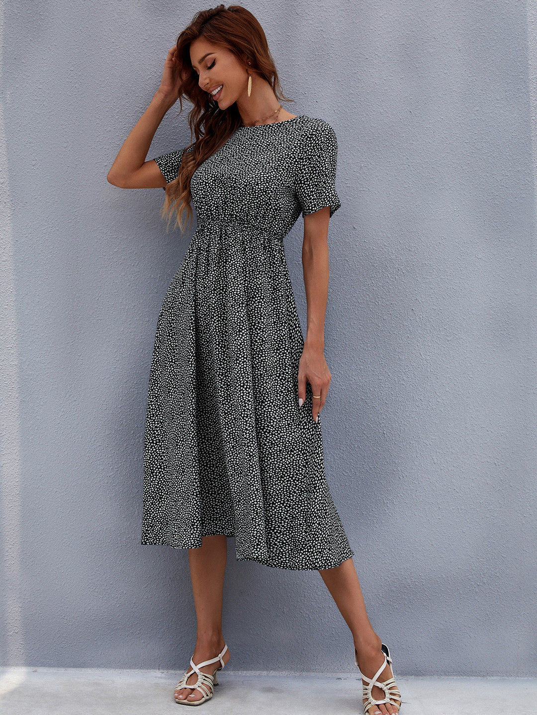 Green All Over Floral Print Midi Dress
