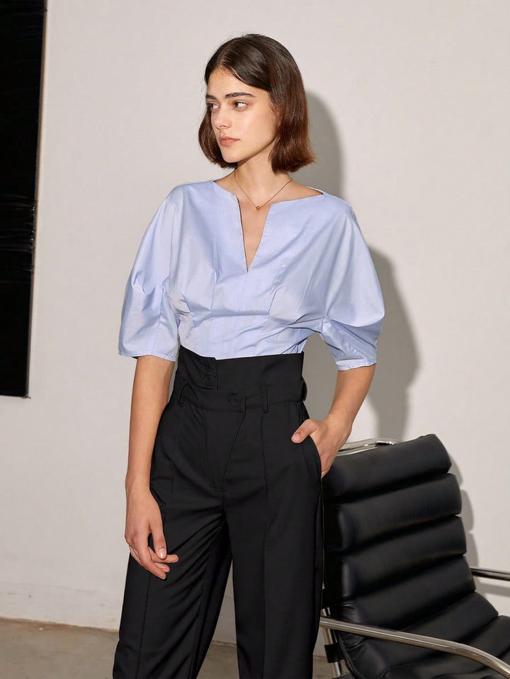 Black High Waist Side Button Pant