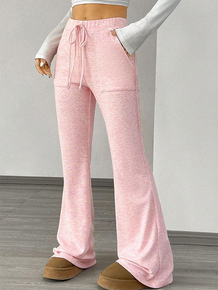 Pink Patch Pocket Flared Sweatpants