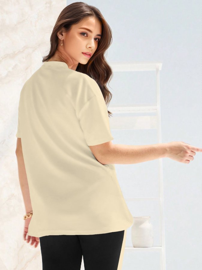 Cream Short Sleeve Graphic Print Tshirt