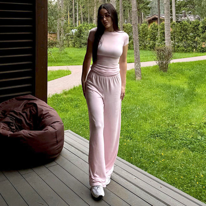 Pink Knit Top And Trouser Co Ordset