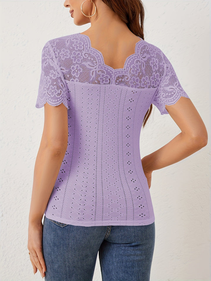 Purple Short Mesh Sleeve Top