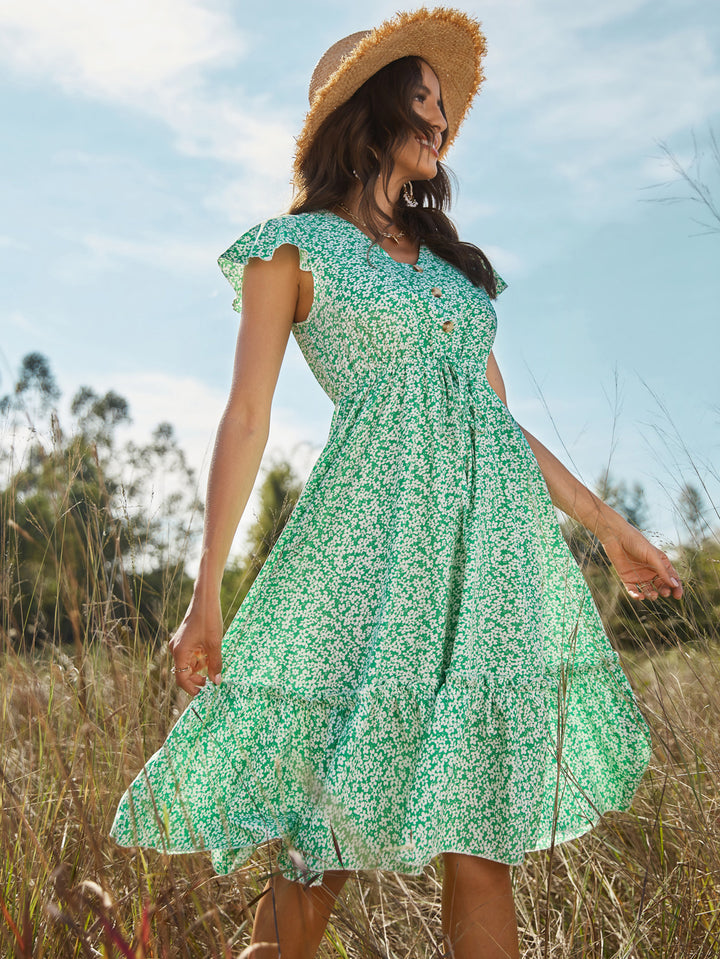 Green Tiered Midi Dress