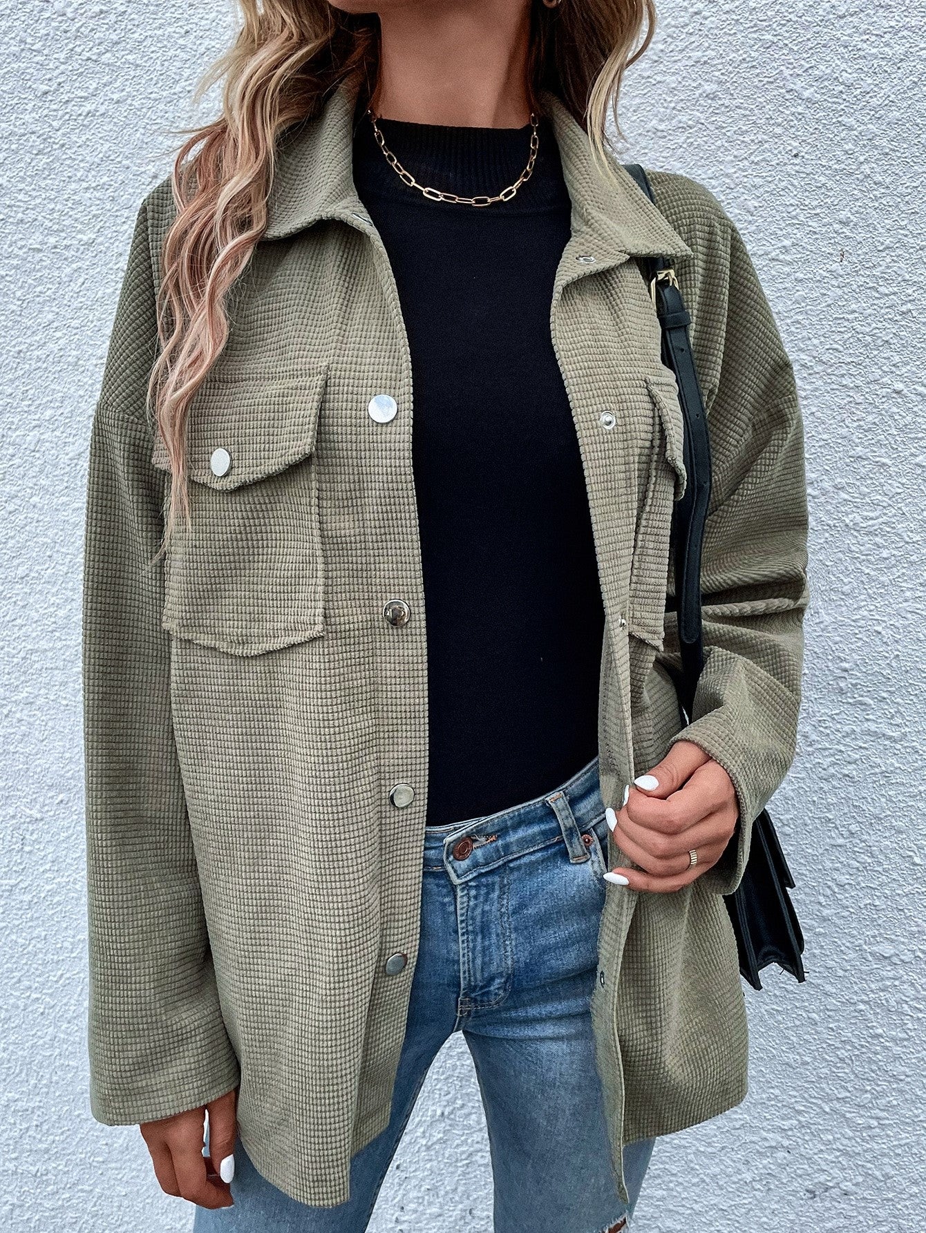 Green Corduroy Long Shirt