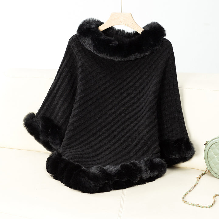 Black Furry Asymmetrical Hem Sweaters