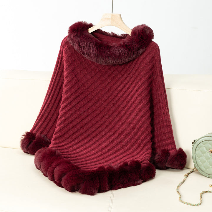Wine Furry Asymmetrical Hem Sweaters